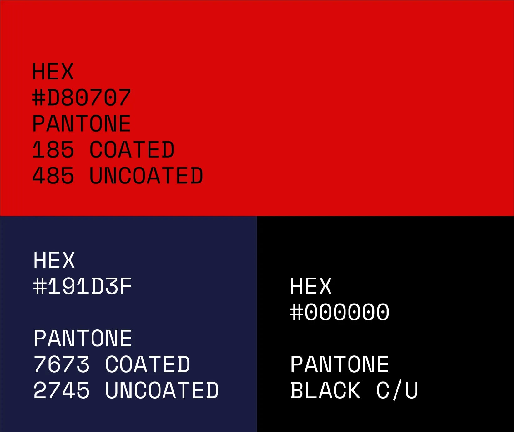 Lazy Boy brand color palette: red #D80707, navy #191D3F and black #000000 with Pantone codes