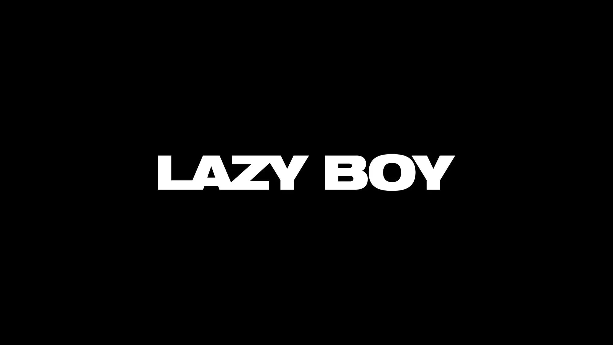 Lazy Boy Agency logo: white LAZY BOY wordmark in a wide bold typeface centered on a black background
